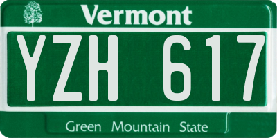 VT license plate YZH617