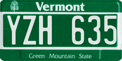 VT license plate YZH635