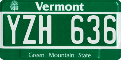 VT license plate YZH636