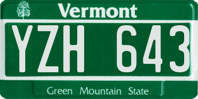 VT license plate YZH643