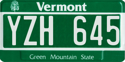 VT license plate YZH645