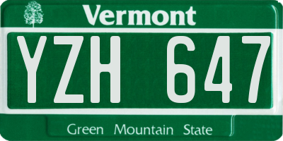 VT license plate YZH647