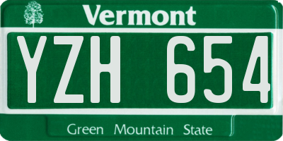 VT license plate YZH654