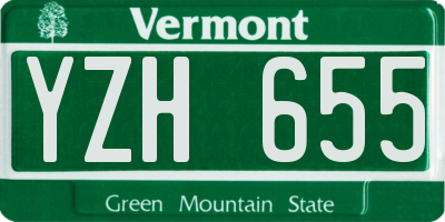 VT license plate YZH655