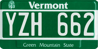 VT license plate YZH662