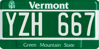 VT license plate YZH667