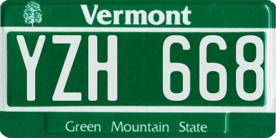 VT license plate YZH668