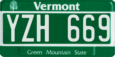 VT license plate YZH669