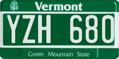 VT license plate YZH680