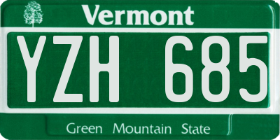 VT license plate YZH685