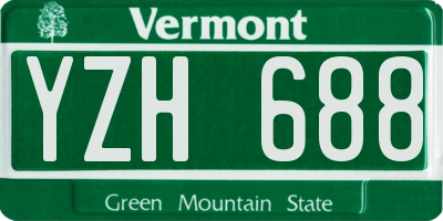 VT license plate YZH688