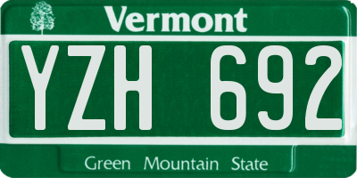 VT license plate YZH692
