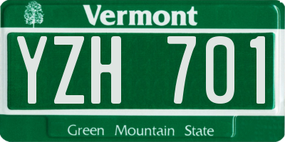 VT license plate YZH701