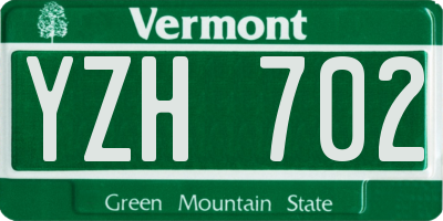 VT license plate YZH702