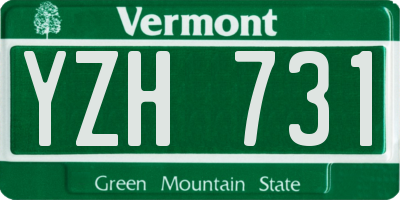 VT license plate YZH731