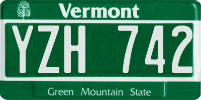 VT license plate YZH742
