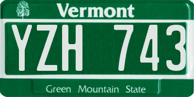 VT license plate YZH743