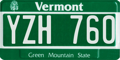 VT license plate YZH760