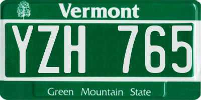 VT license plate YZH765