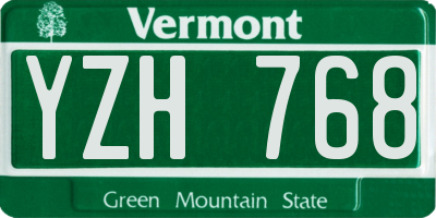 VT license plate YZH768