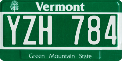 VT license plate YZH784