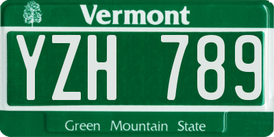 VT license plate YZH789