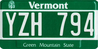 VT license plate YZH794