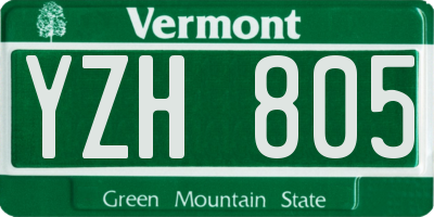 VT license plate YZH805