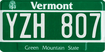 VT license plate YZH807