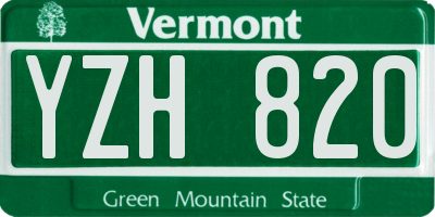 VT license plate YZH820