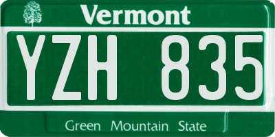 VT license plate YZH835