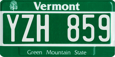 VT license plate YZH859
