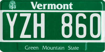 VT license plate YZH860