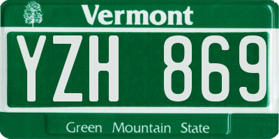 VT license plate YZH869