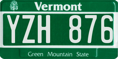 VT license plate YZH876