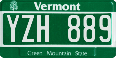 VT license plate YZH889