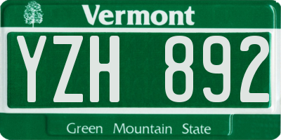 VT license plate YZH892