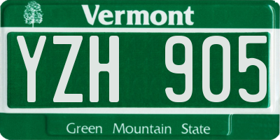 VT license plate YZH905