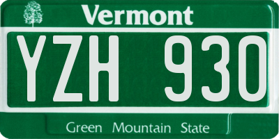VT license plate YZH930