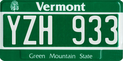 VT license plate YZH933