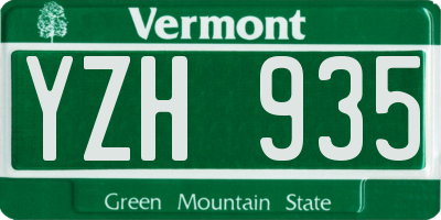 VT license plate YZH935