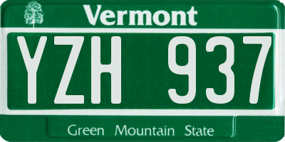 VT license plate YZH937