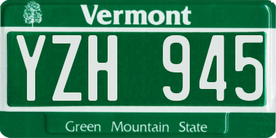 VT license plate YZH945