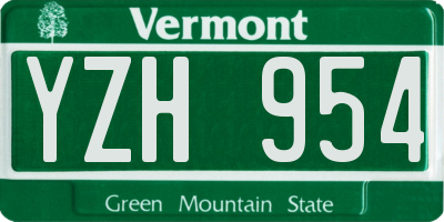 VT license plate YZH954
