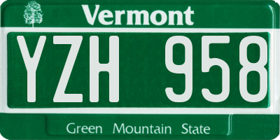 VT license plate YZH958