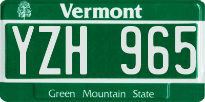 VT license plate YZH965
