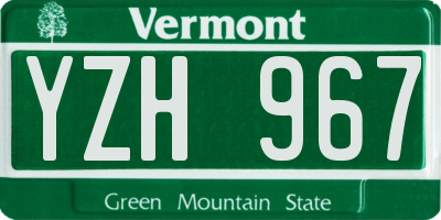 VT license plate YZH967
