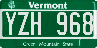 VT license plate YZH968