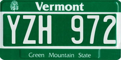 VT license plate YZH972