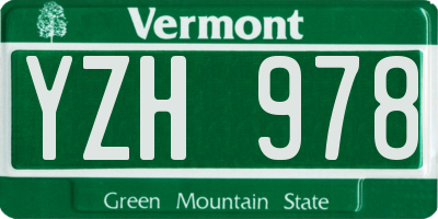 VT license plate YZH978